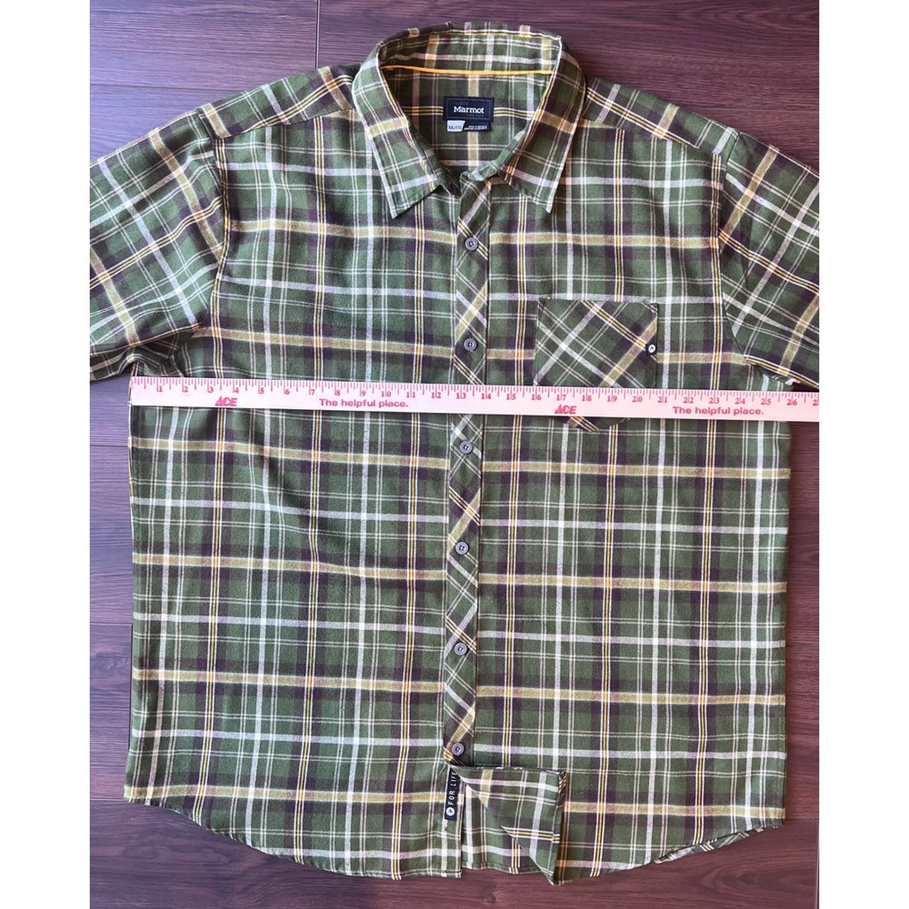 Marmot Mens XXL Green Plaid Flannel Shirt Long Sleeve Wool Blend SCC-308 - Picture 10 of 10
